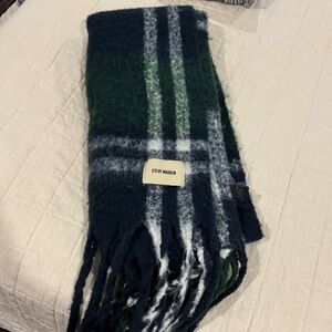 Steve Madden Tartan Wool Scarf - Green and Navy